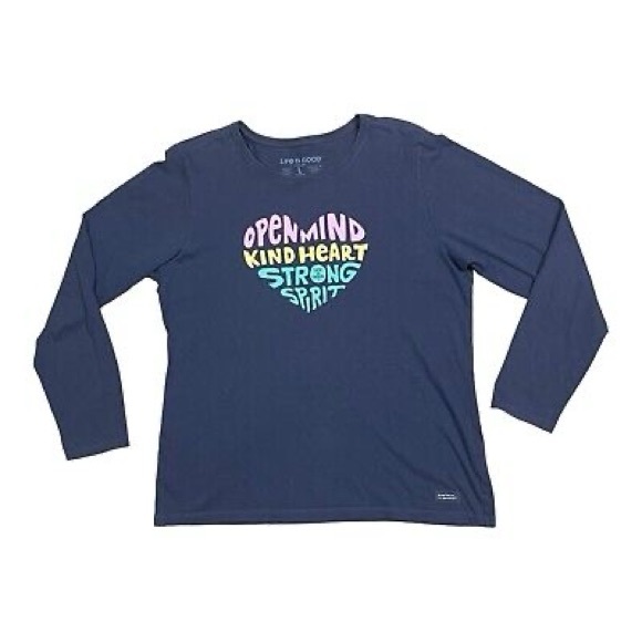 Life Is Good Tops - Life is Good Women T-shirt Open Mind Kind Heart Stronge Spirit Crusher Tee L